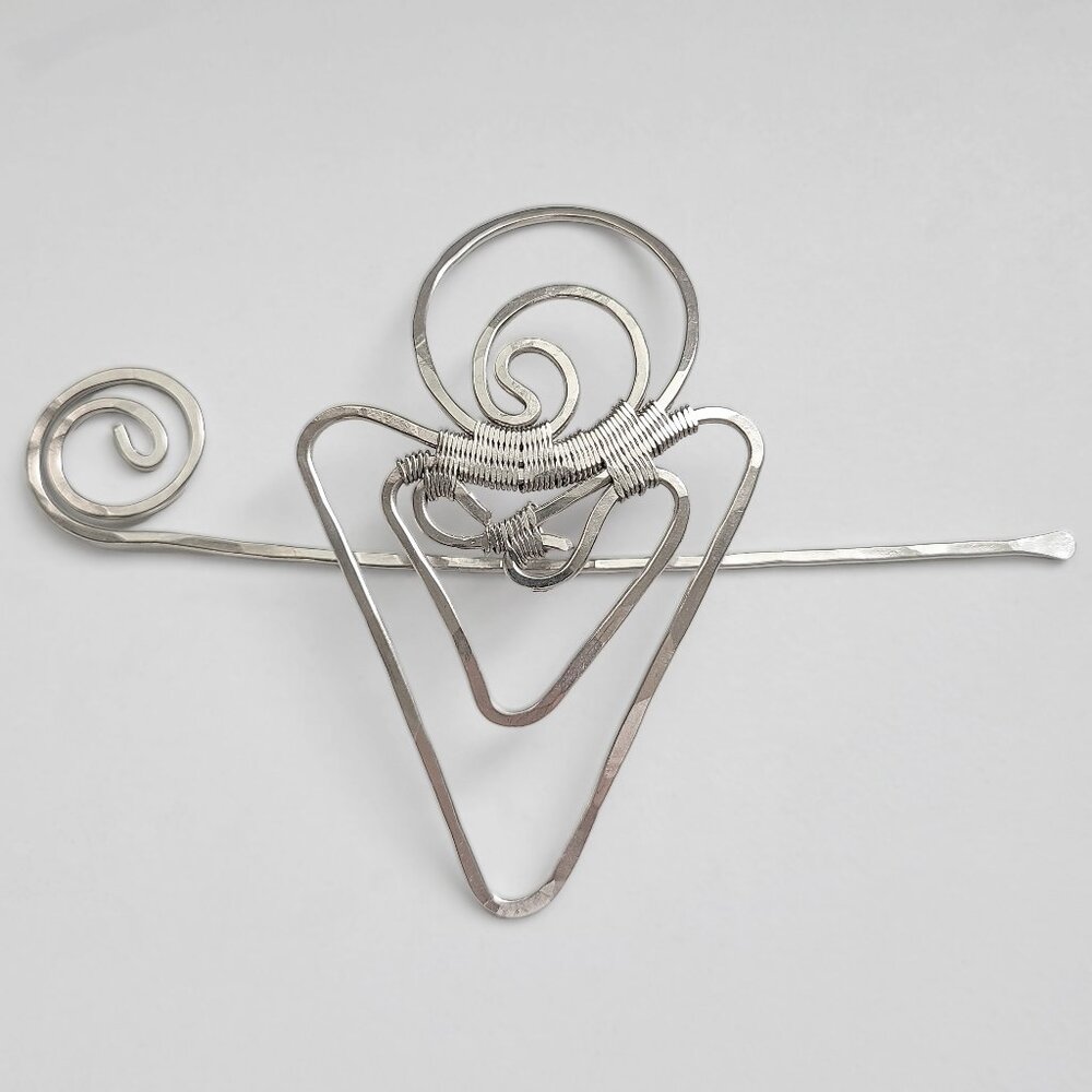 Vtg Silver Artisan Sweater, Scarf, & Shawl Pin Brooch + Hair Accessory EUC - Picture 3 of 11